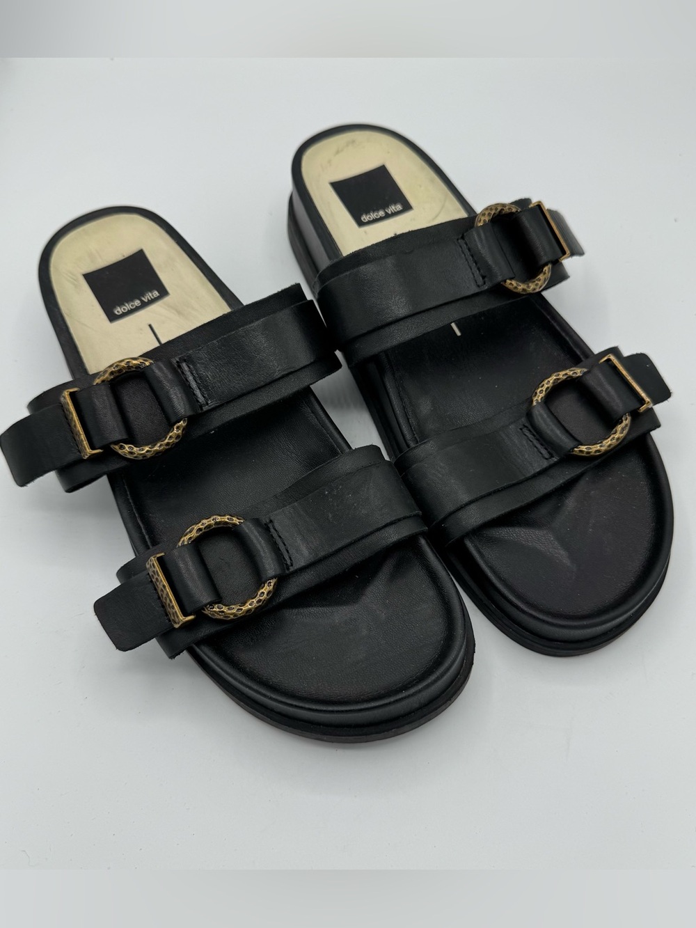 Dolce Vita Soya Platform Sandals Onyx black Leather Size 9 minimalist neutral